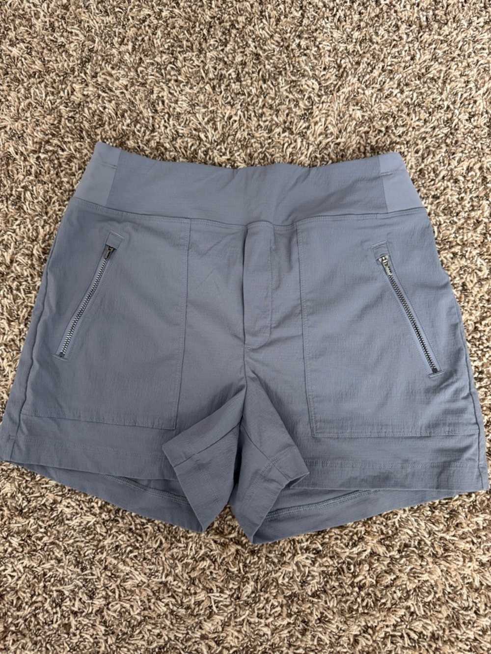 Athleta Slate Grey Athletic Shorts with Zip Pockets